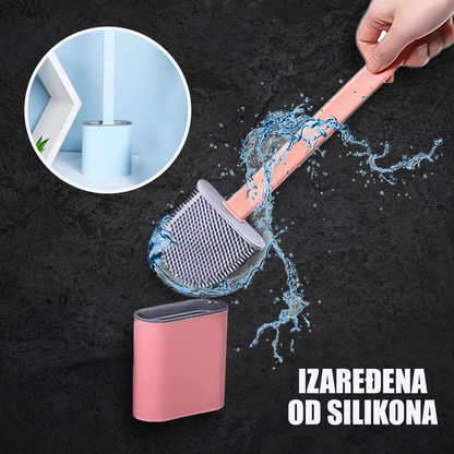 Silikonsko-gumena ergonomska četka za toalet sa držačem