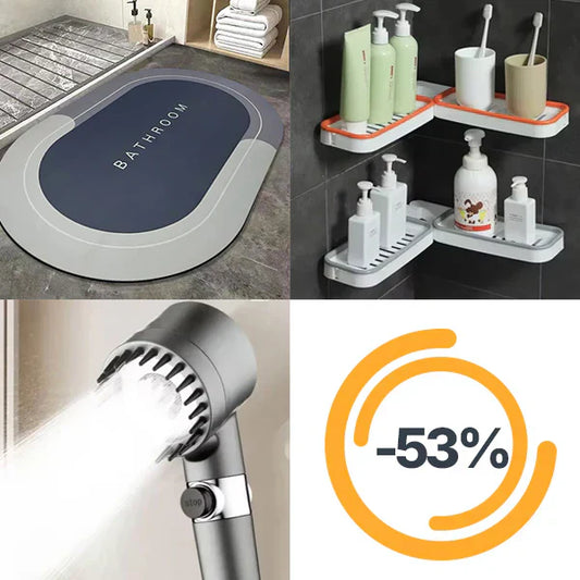 Superupijajuća prostirka, turbo tuš i polica za kupatilo KUPKO KOMBO