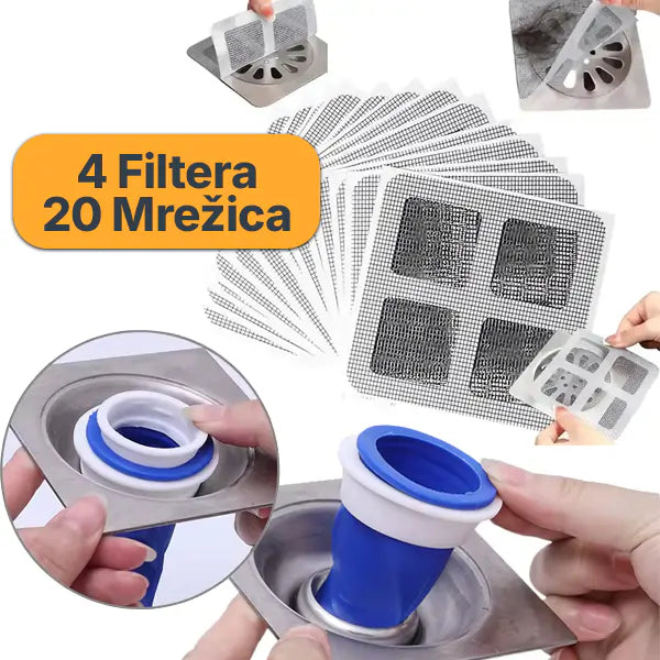 Silikonski filter za odvod i Samolepljive mrežice za odvod KUPKO KOMBO